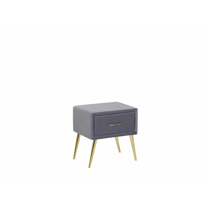 Guilford 1 Drawer Velvet Bedside Table Grey