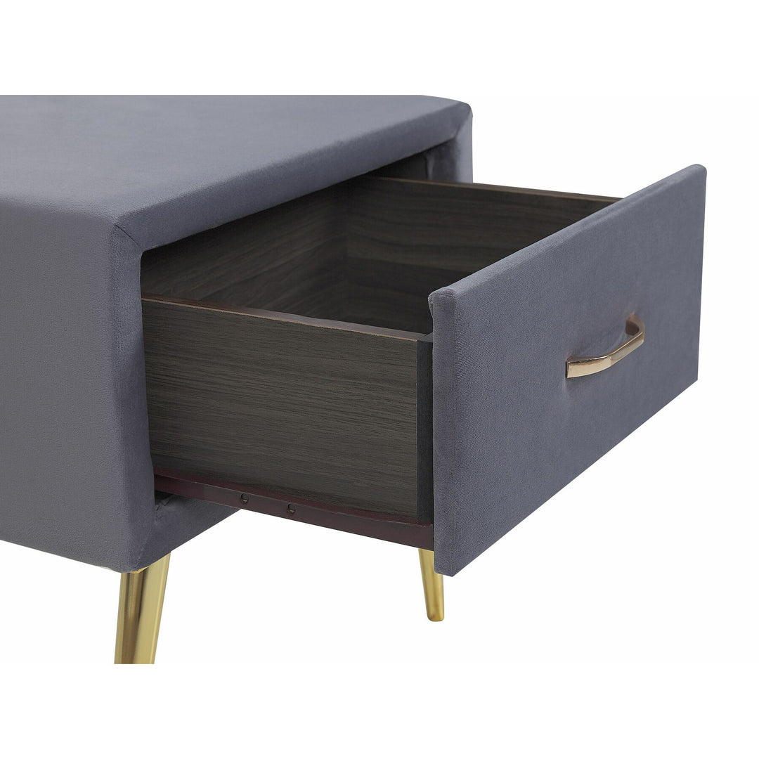 Guilford 1 Drawer Velvet Bedside Table Grey