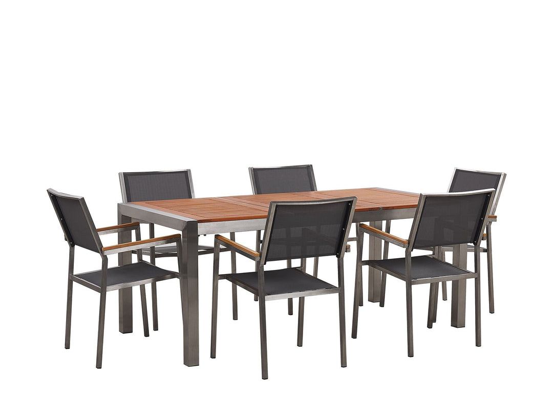 Grosseto 6 Seater Garden Dining Set Eucalyptus Wood Top with Chairs