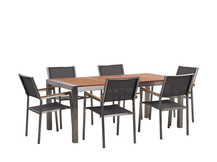 Grosseto 6 Seater Garden Dining Set Eucalyptus Wood Top with Chairs