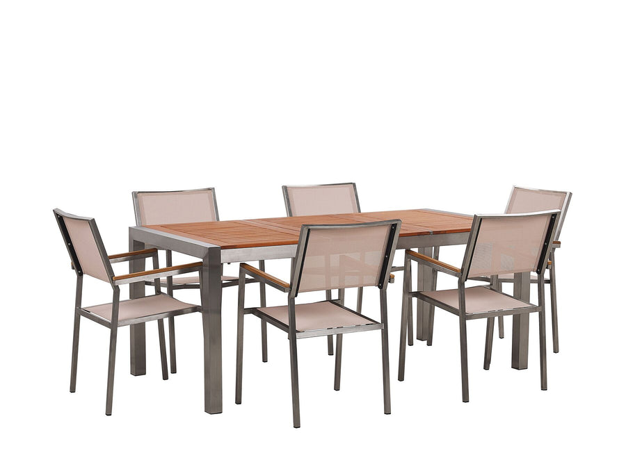 Grosseto 6 Seater Garden Dining Set Eucalyptus Wood Top with Chairs