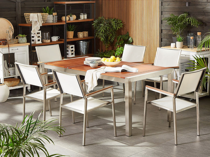 Grosseto 6 Seater Garden Dining Set Eucalyptus Wood Top with Chairs