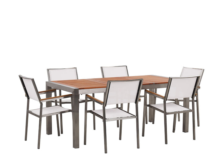 Grosseto 6 Seater Garden Dining Set Eucalyptus Wood Top with Chairs