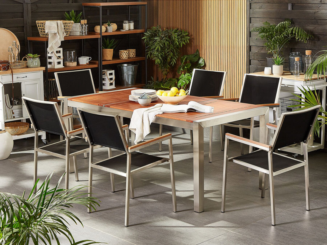 Grosseto 6 Seater Garden Dining Set Eucalyptus Wood Top with Chairs