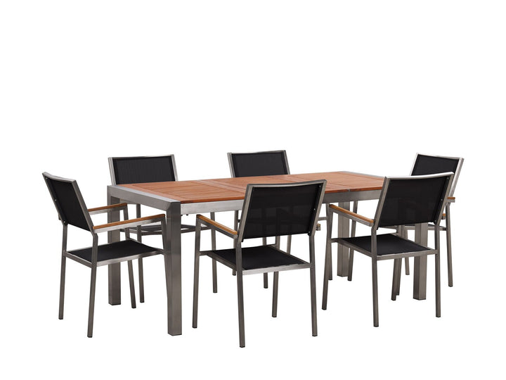 Grosseto 6 Seater Garden Dining Set Eucalyptus Wood Top with Chairs