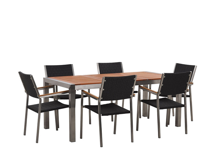 Grosseto 6 Seater Garden Dining Set Eucalyptus Wood Top with Chairs