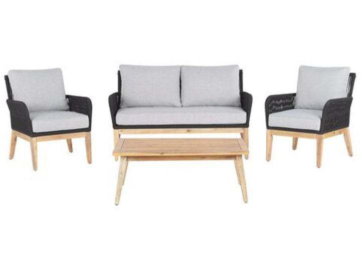 Merano II 4 Seater Acacia Wood Garden Sofa Set Grey and Black