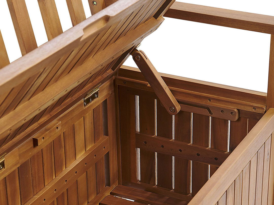 Acacia Wood Garden Bench with Storage 120 cm Light SOVANA