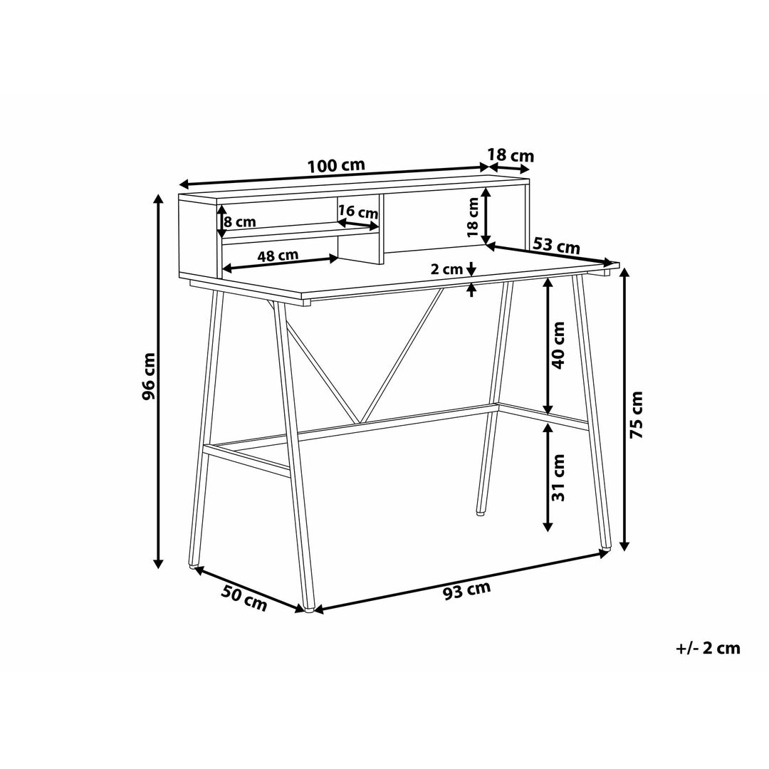 Colburn Home Office Desk with Shelves 100 x 50 cm