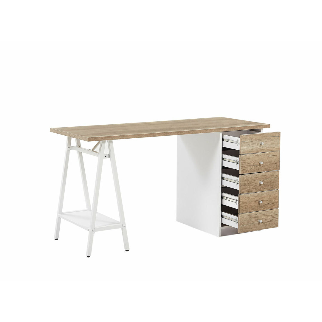 5 Drawer Home Office Desk with Shelf Zamudio