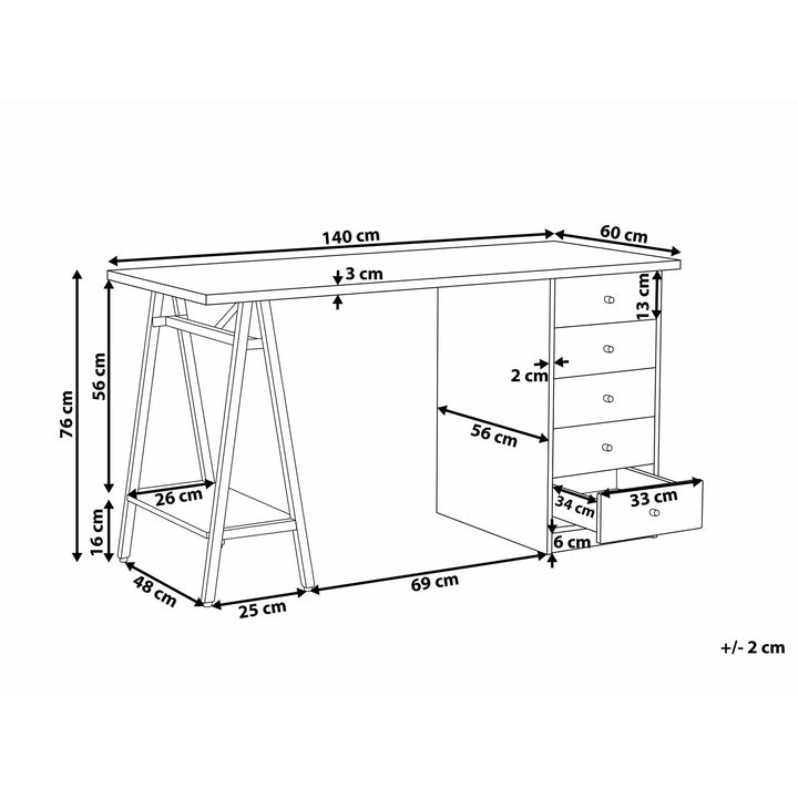 5 Drawer Home Office Desk with Shelf Zamudio