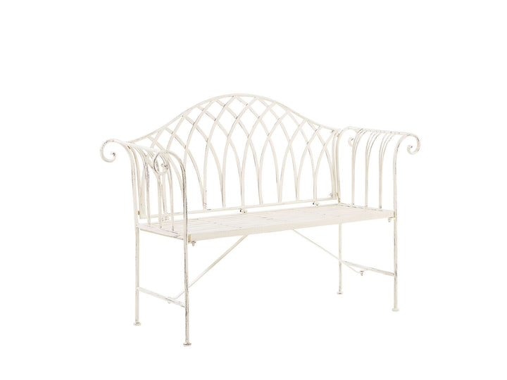 Metal Garden Bench 130 cm White Milazzo