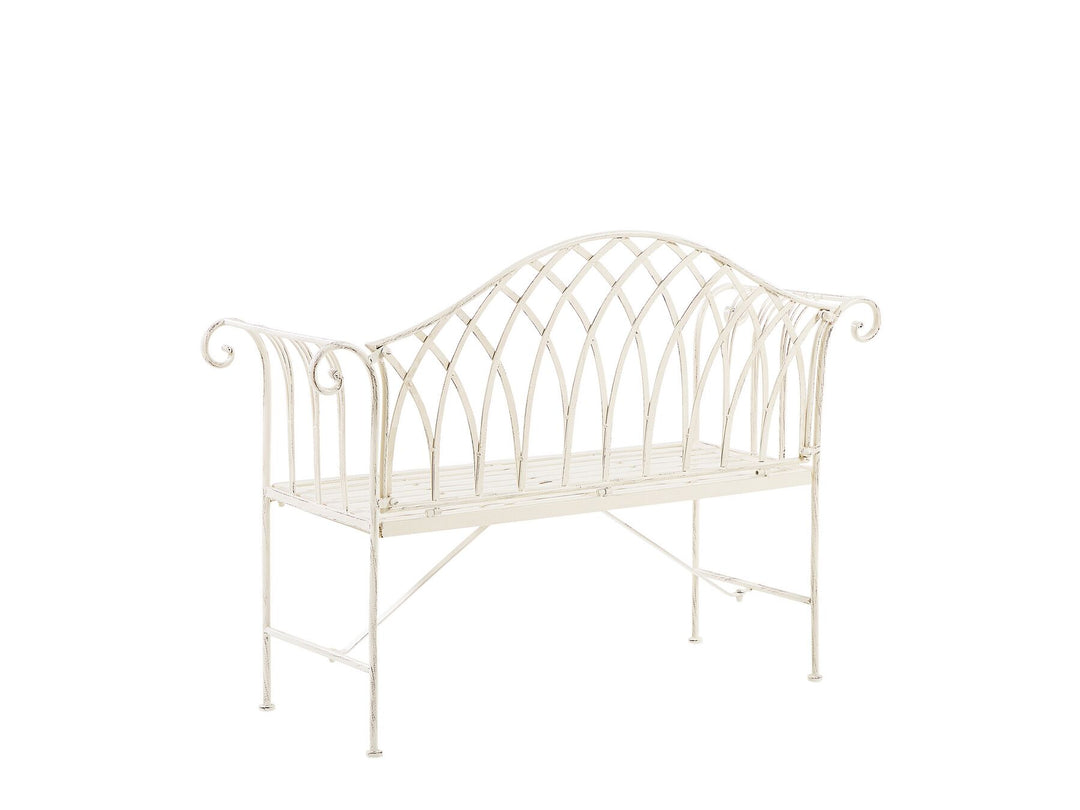 Metal Garden Bench 130 cm White Milazzo