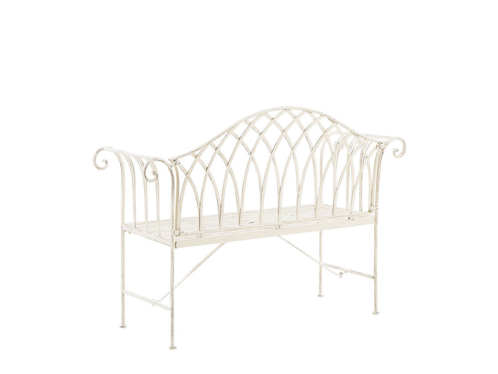 Metal Garden Bench 130 cm White Milazzo