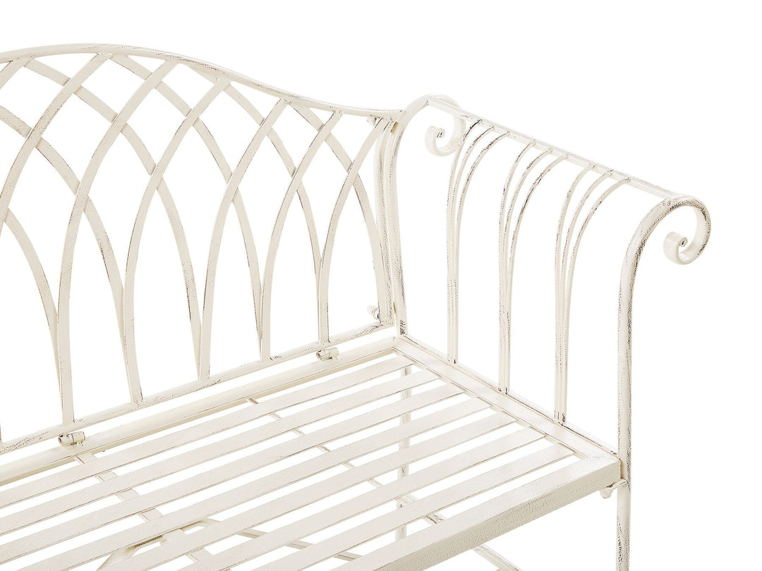 Metal Garden Bench 130 cm White Milazzo