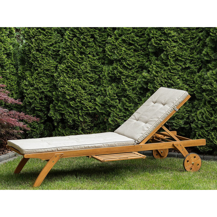 Wooden Reclining Sun Lounger with Cushion Cesana