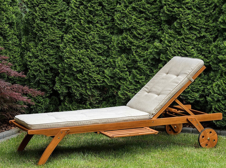 Wooden Reclining Sun Lounger with Cushion Cesana