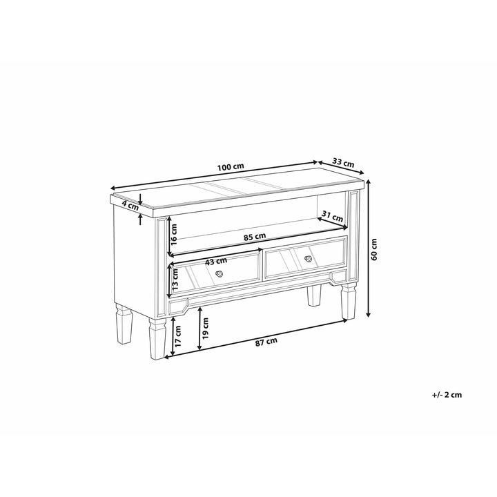 Hetton Mirrored TV Stand Silver