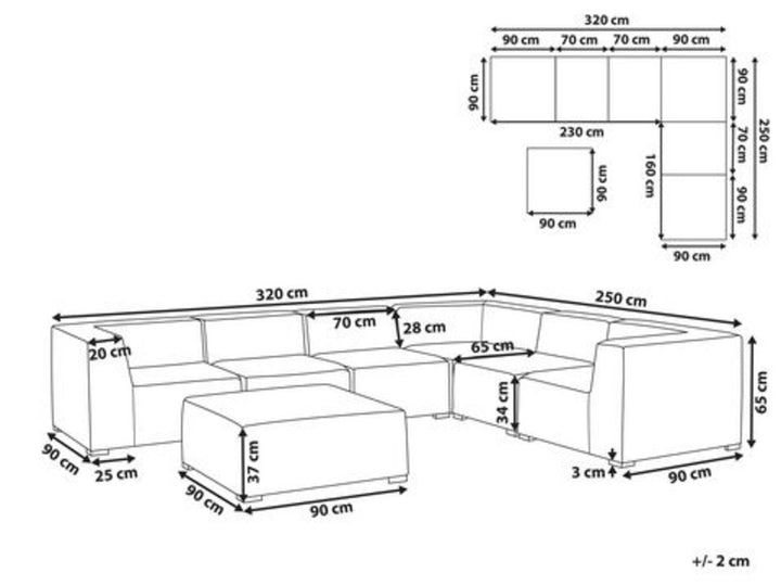 Arezzo Left Hand 7 Seater Garden Corner Sofa Set Grey