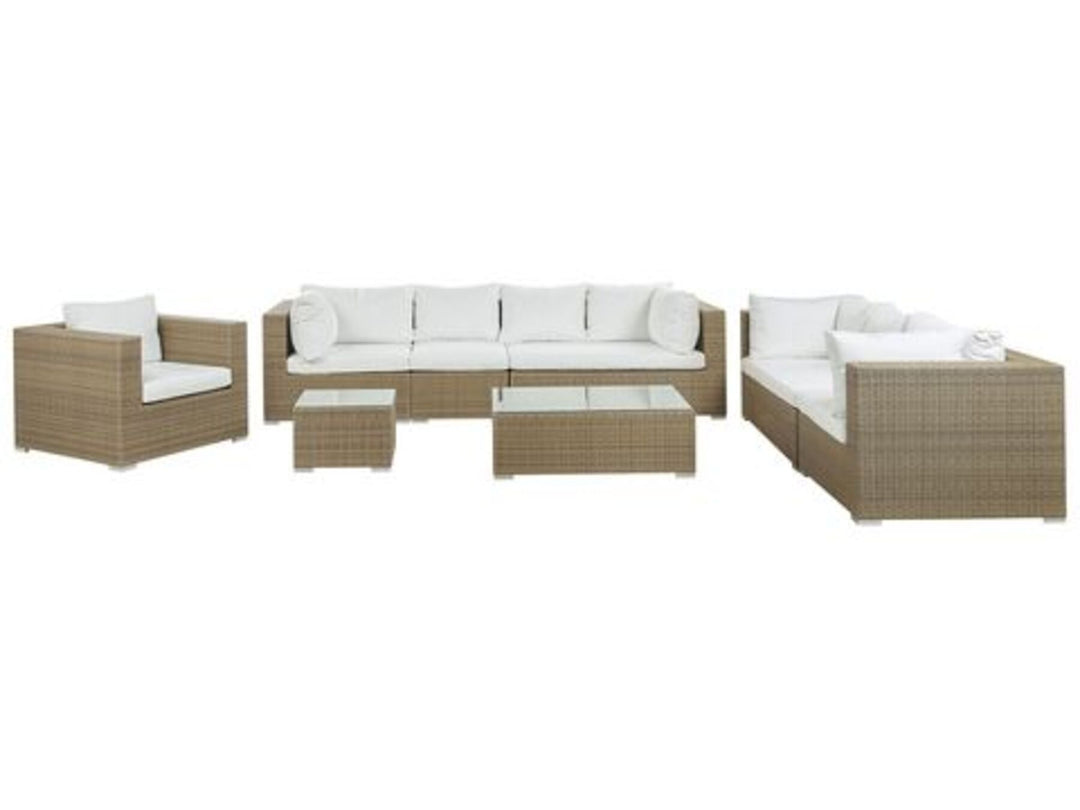 8 Seater PE Rattan Garden Lounge Set Light Brown Maestro II