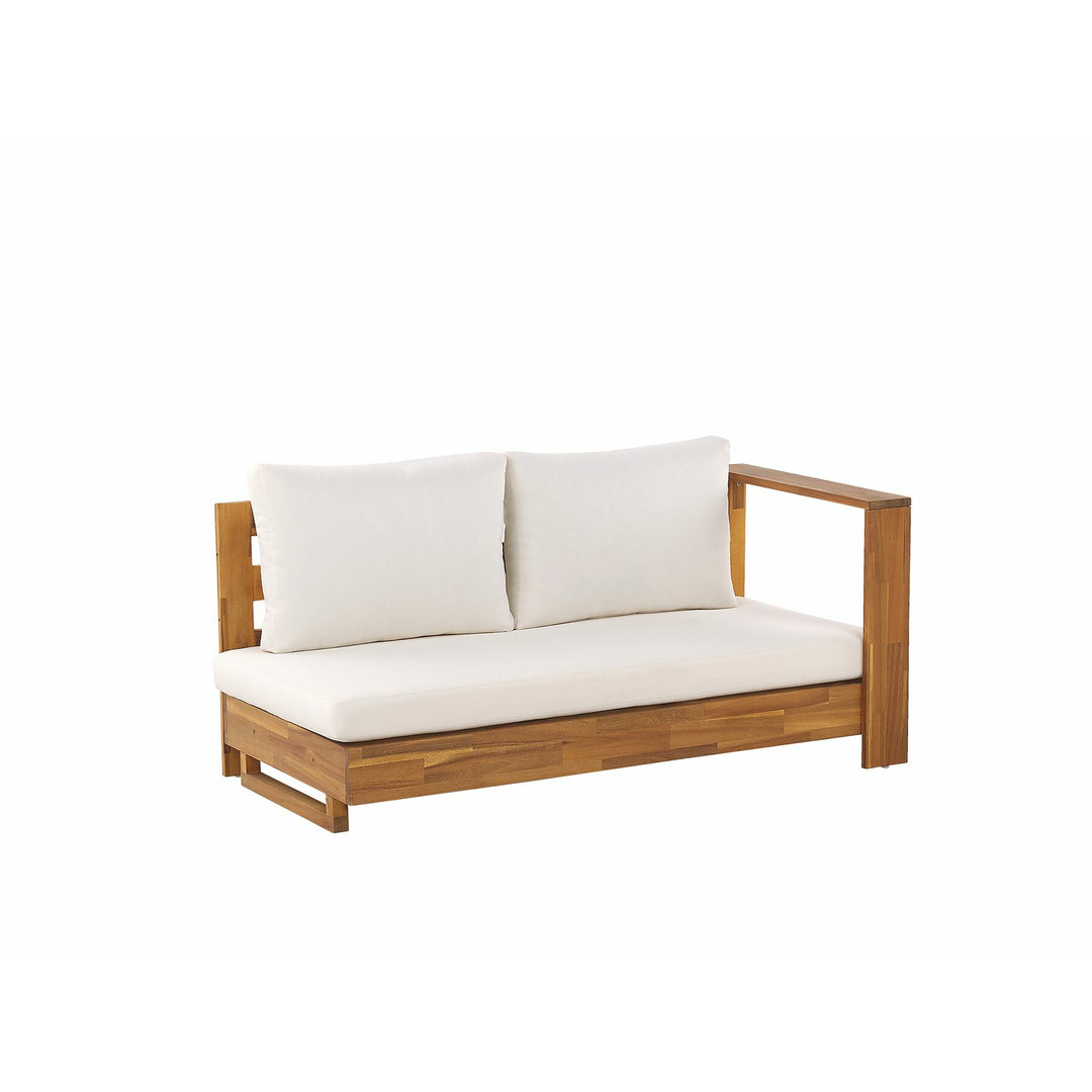 Marettimo Left Hand 5 Seater Acacia Wood Garden Corner Sofa Set White