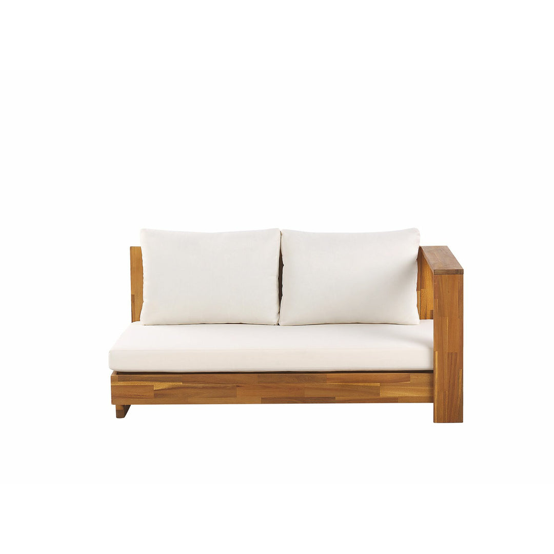 Marettimo Left Hand 5 Seater Acacia Wood Garden Corner Sofa Set White