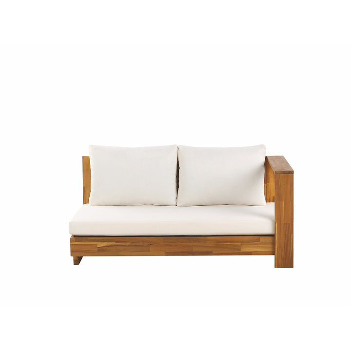 Marettimo Left Hand 5 Seater Acacia Wood Garden Corner Sofa Set White