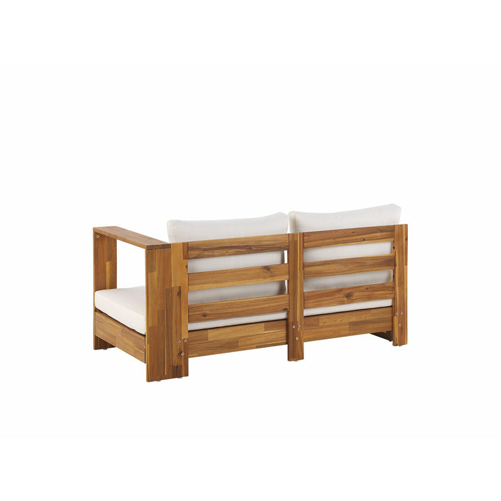 Marettimo Left Hand 5 Seater Acacia Wood Garden Corner Sofa Set White
