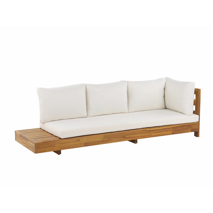 Marettimo Left Hand 5 Seater Acacia Wood Garden Corner Sofa Set White