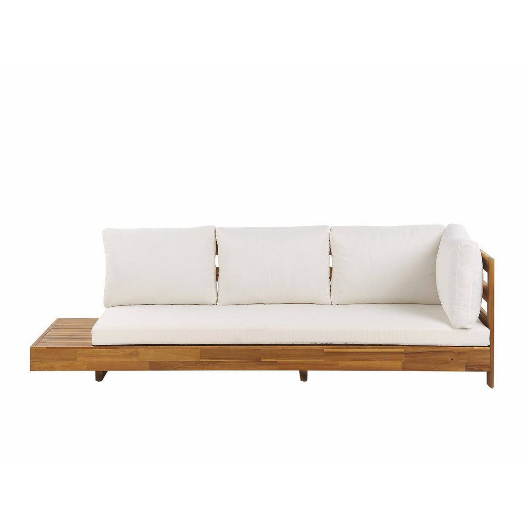 Marettimo Left Hand 5 Seater Acacia Wood Garden Corner Sofa Set White