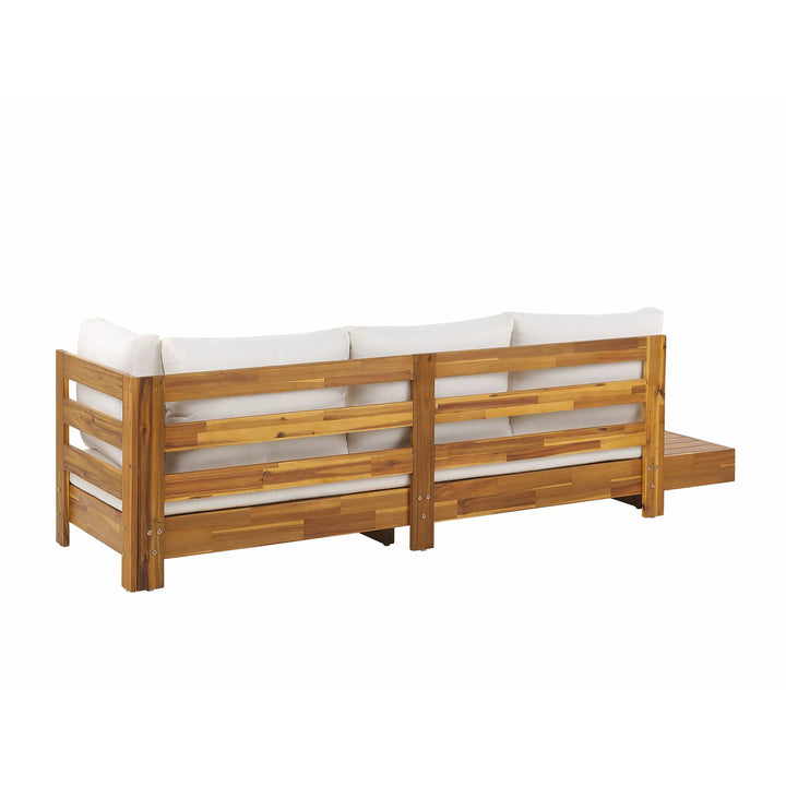 Marettimo Left Hand 5 Seater Acacia Wood Garden Corner Sofa Set White