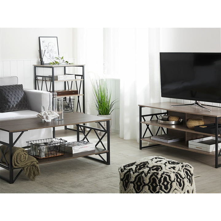 Guadal TV Stand Taupe Wood with Black