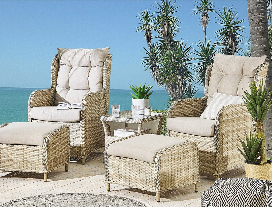 Ponza 2 Seater PE Rattan Garden Lounge Set Natural 