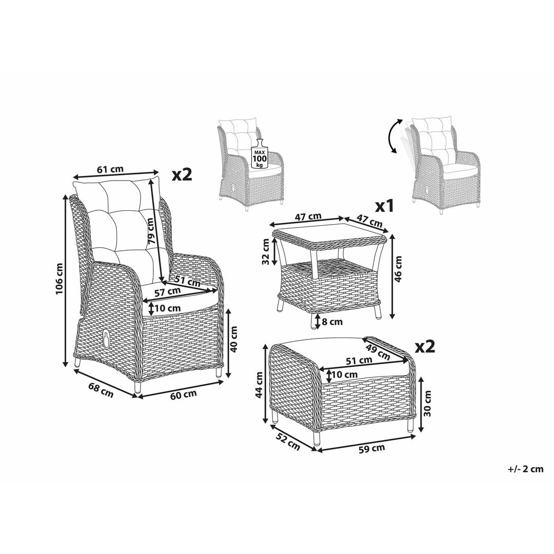 Ponza 2 Seater PE Rattan Garden Lounge Set Natural