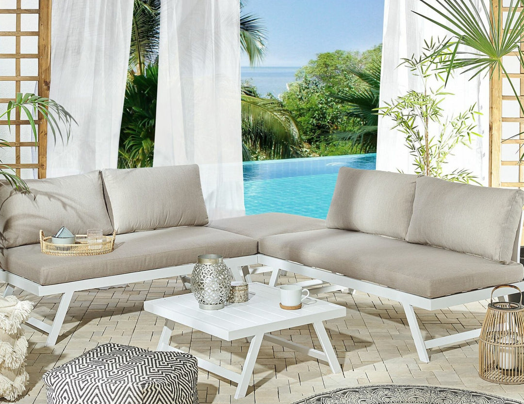 Coccorino 5 Seater Aluminium Garden Corner Sofa Set Taupe 