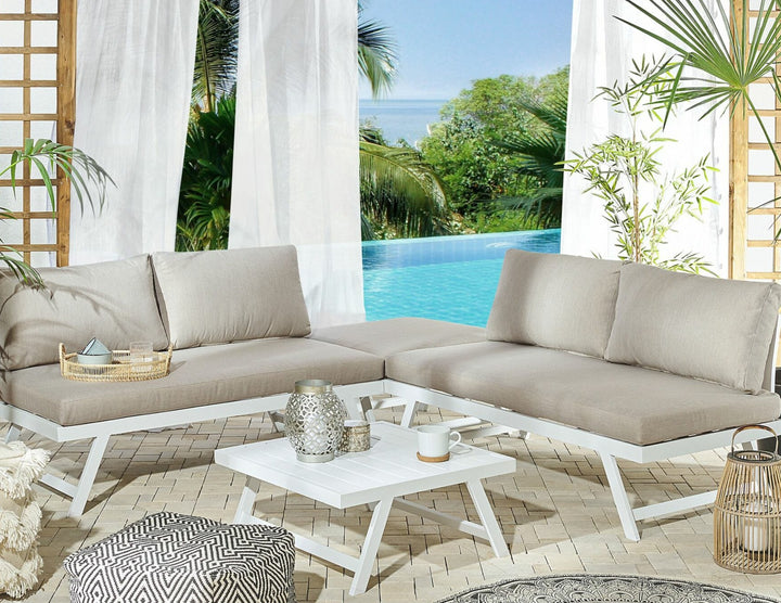 Coccorino 5 Seater Aluminium Garden Corner Sofa Set Taupe 