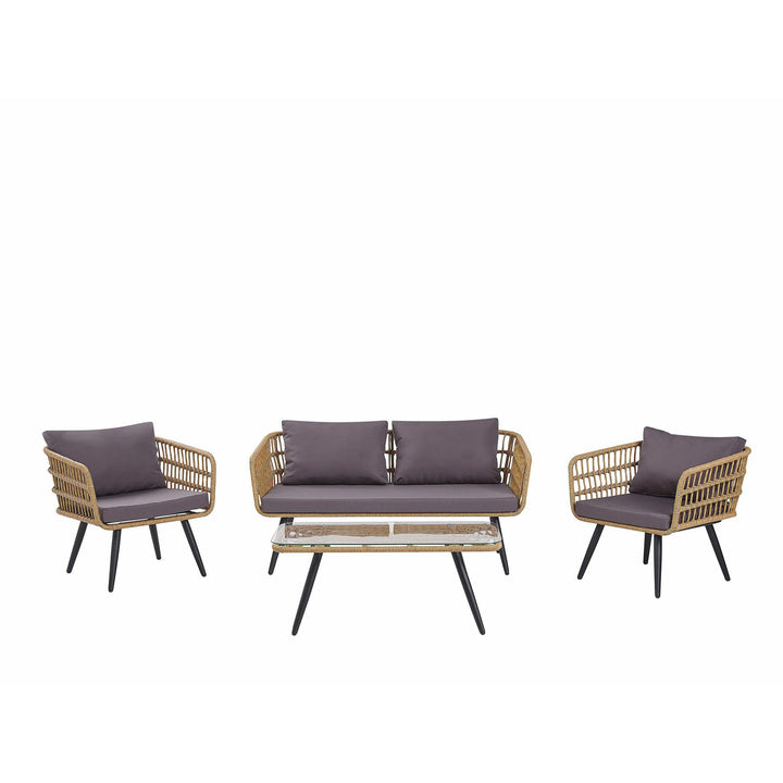 Fobello 4 Seater PE Rattan Garden Sofa Set Natural