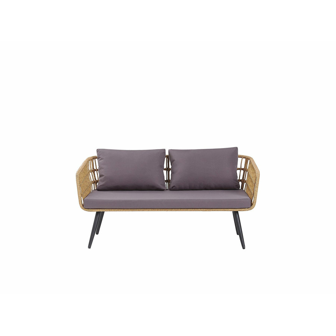 Fobello 4 Seater PE Rattan Garden Sofa Set Natural