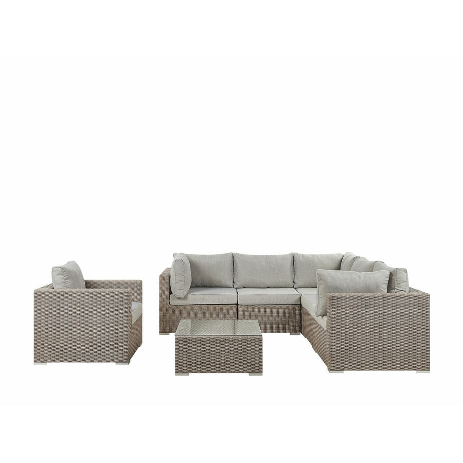 Contare 6 Seater PE Rattan Garden Lounge Set Light Grey