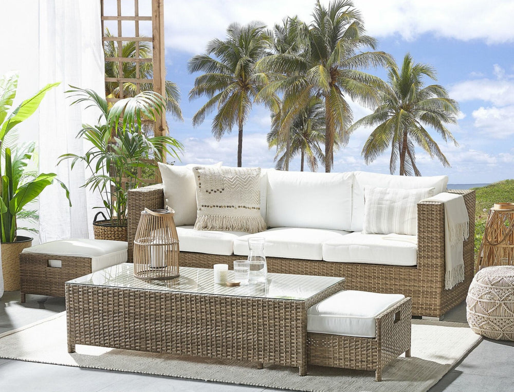 Belluno 3 Seater PE Rattan Garden Sofa Set White