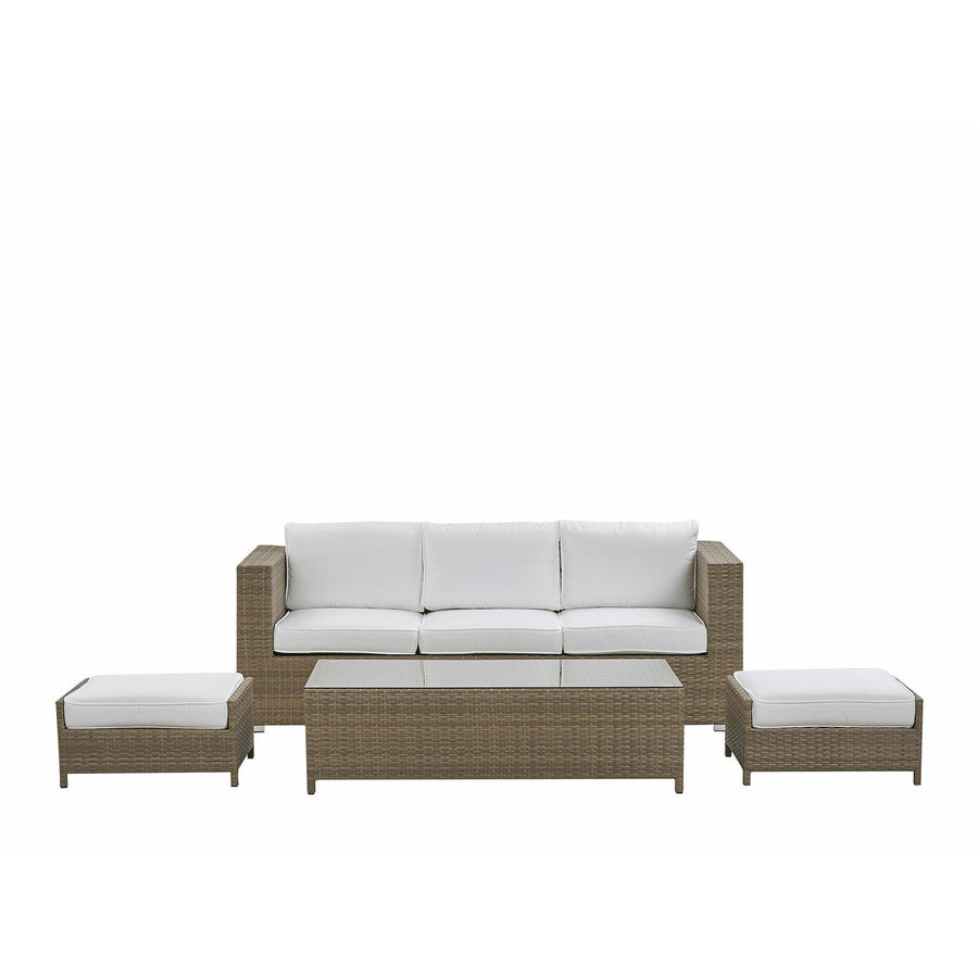 Belluno 3 Seater PE Rattan Garden Sofa Set White