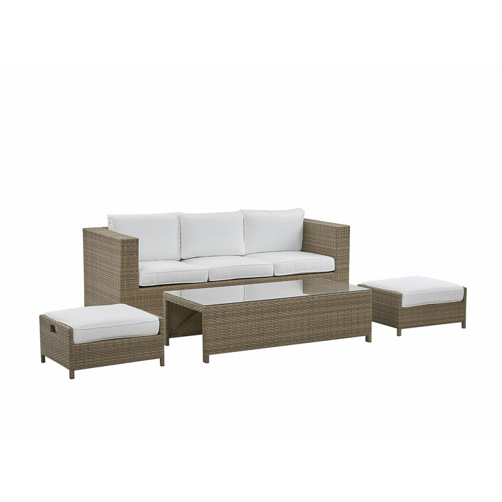 Belluno 3 Seater PE Rattan Garden Sofa Set White