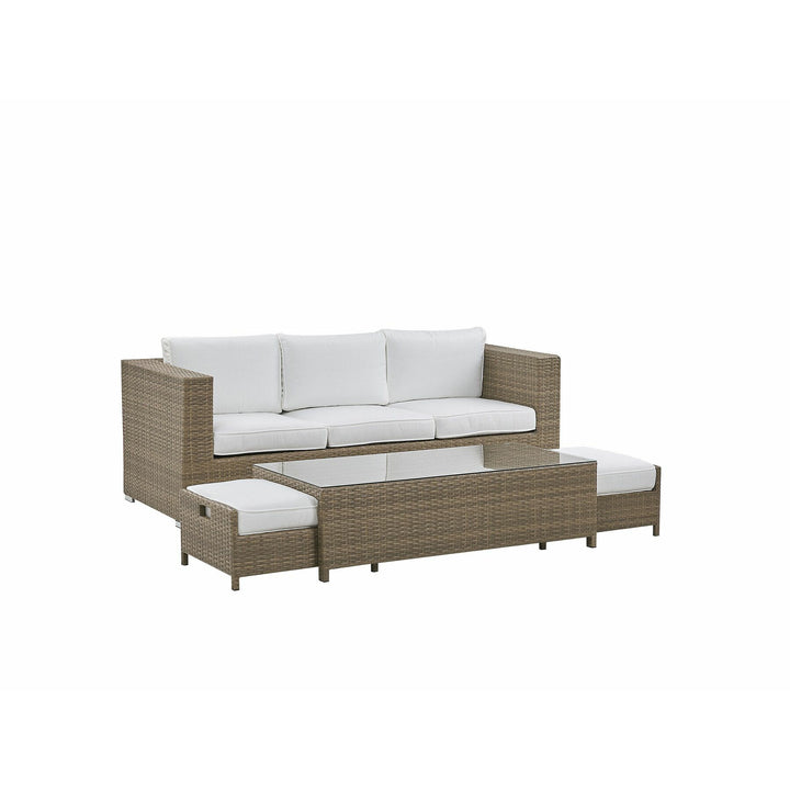 Belluno 3 Seater PE Rattan Garden Sofa Set White
