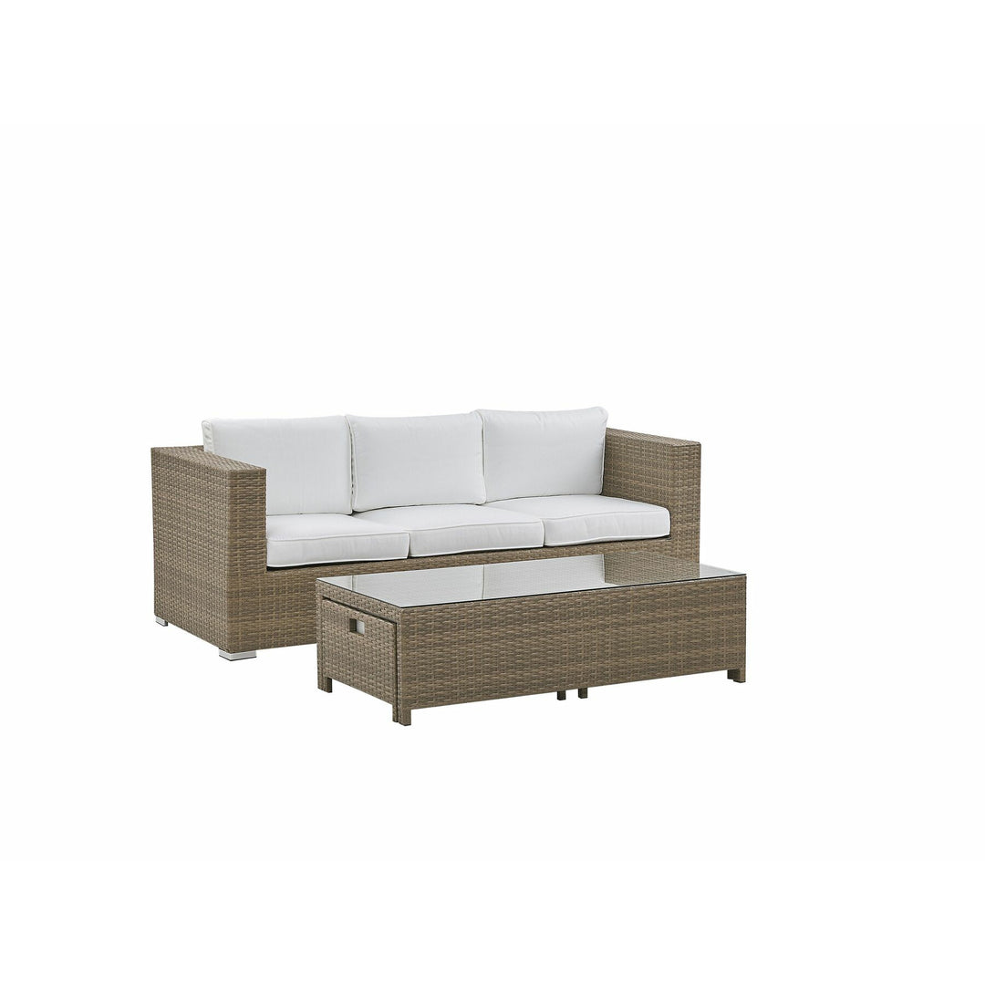 Belluno 3 Seater PE Rattan Garden Sofa Set White