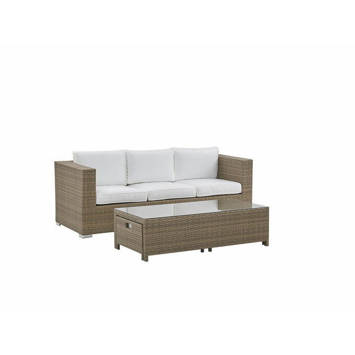 Belluno 3 Seater PE Rattan Garden Sofa Set White