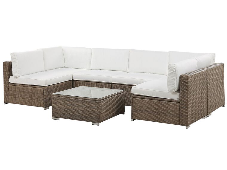 Belverede 6 Seater PE Rattan Garden Lounge Set White