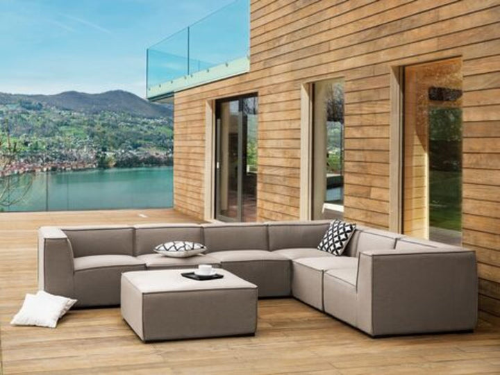 Arezzo Left Hand 7 Seater Garden Corner Sofa Set Beige