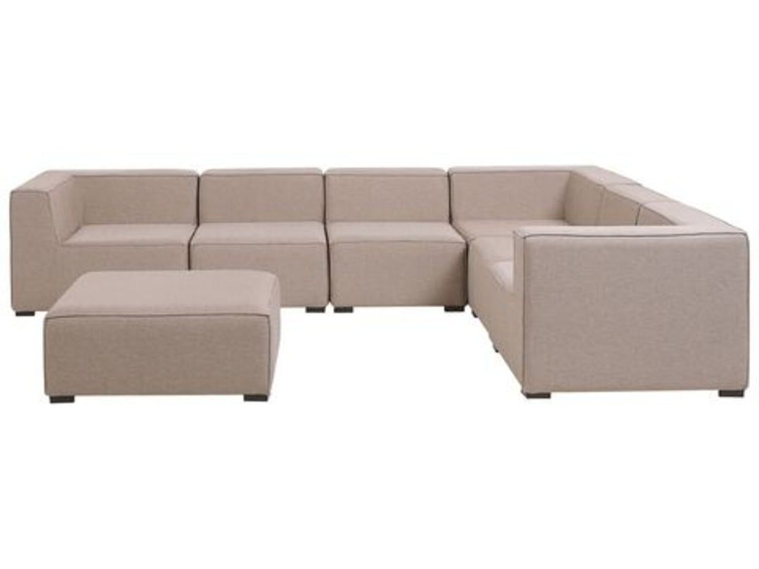 Left Hand 7 Seater Garden Corner Sofa Set Beige Arezzo