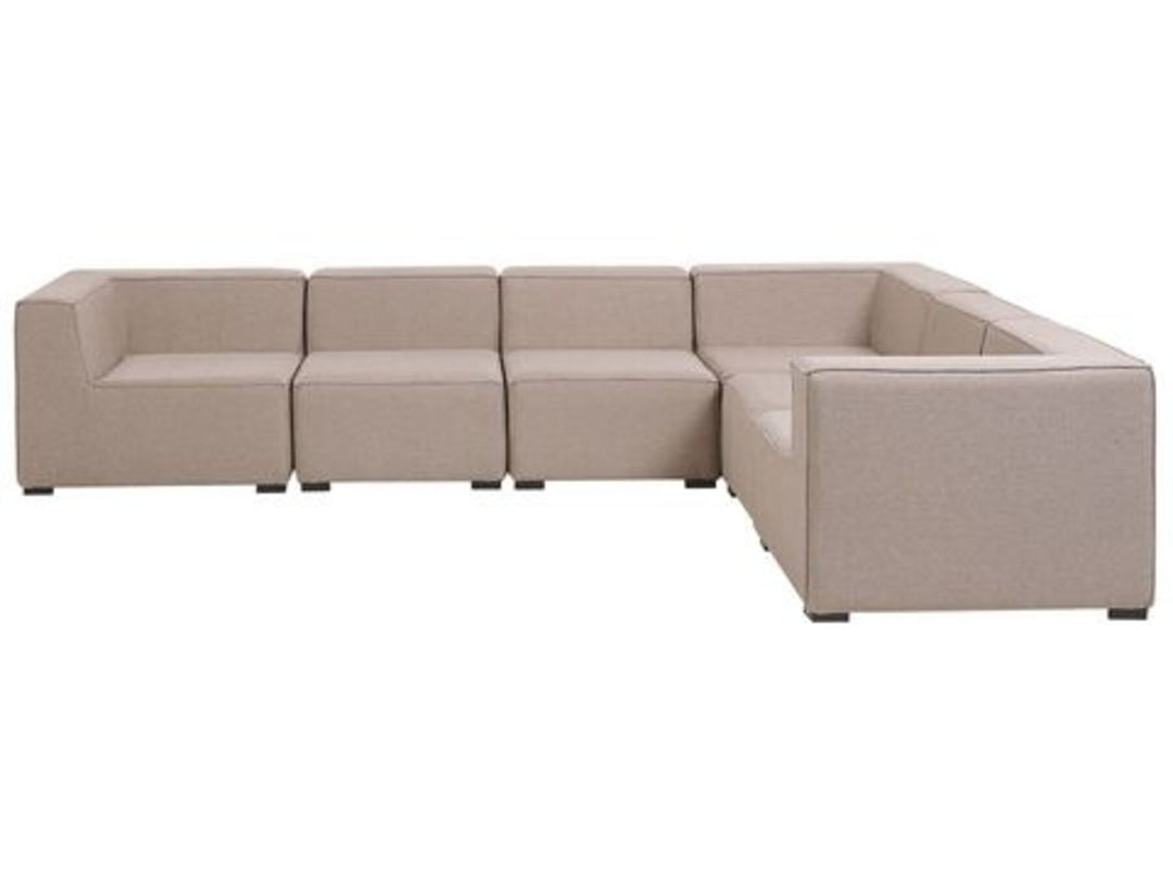 Left Hand 7 Seater Garden Corner Sofa Set Beige Arezzo