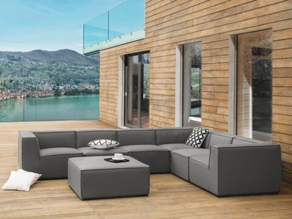 Arezzo Left Hand 7 Seater Garden Corner Sofa Set Grey